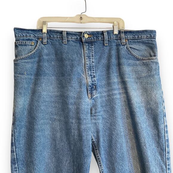 Mens Carhartt Relaxed Fit Taper Leg Cotton Blue Denim Work Jeans Size 45x32 - Picture 5 of 16